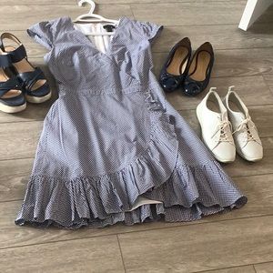 J Crew gingham navy/white size 6 dress